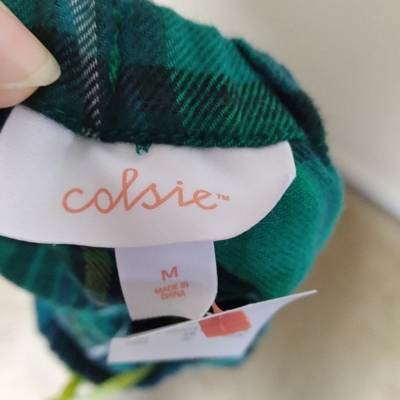 Colsie Green Plaid Flannel Drawstring Waist Pajama Shorts Size Medium New - Picture 8 of 8